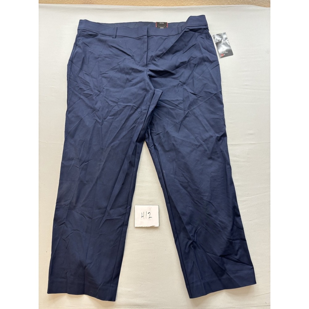 Avenue Women Navy Blue Pull On Stretch Trousers Size 20 Average Elastic Waist